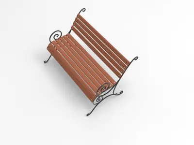 Bench 3D model wooden Low-poly 3D model