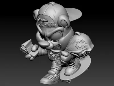 Money Bear Hip Hop Pendant Street Style Cartoon Bear Jewelry 3D print model