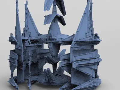 Sci-Fi Ocean Tech ship barrior Shield 3 Sci Fi models  3D model