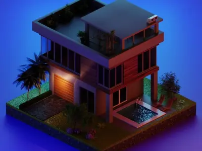 Mansion House  Low-poly 3D model 003 Low-poly 3D model