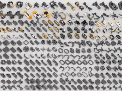 Hard Surface Sci-Fi Kitbash 350 DETAILS 3D model