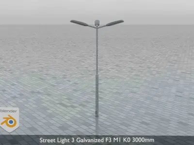Street Light 3 Galvanized F3 M1 K0 3000mm Low-poly 3D model