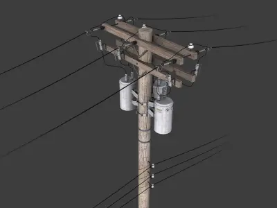 Telegraph Pole Low-poly 3D model