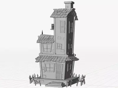 Stylized Cartoon hounted House 3D Model Low-poly 3D model