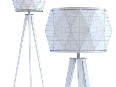 Floor Lamp Stright Tripod Matt Black 3D model
