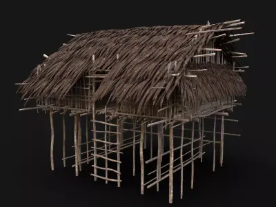  NEXTGEN TRIBAL JUNGLE PRIMAL HUT HOUSE REED TREE SURVIVAL Low-poly 3D model