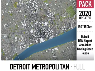 Detroit - Ann Arbor - Bowling Green - Toledo 3D Model Pack