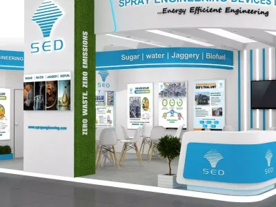 9mtr x 5mtr expo stall 2 side open Exhibition Stand Design Low-poly 3D model