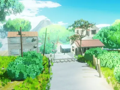 anime village made in blender 3D model