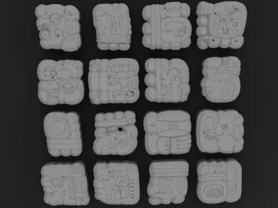 Mayan Symbols Low-poly 3D model