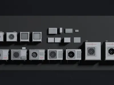 Air Conditioner 3D Asset Model Pack Low-poly 3D model