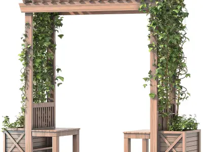 Wooden Garden Arbor 06 3D model