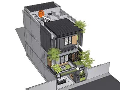 3D Model Modern Minimalist 3 Story House Contemporary 3D model