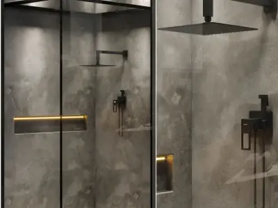 Collection Corner Shower Cabins 01 3D Model Pack