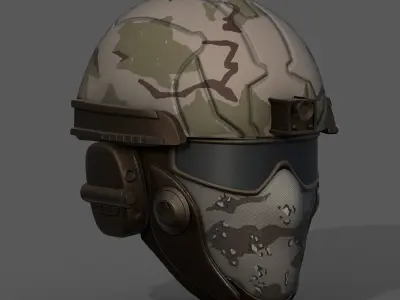 Helmet scifi military combat 3d futuristic technology  Low-poly 3D model