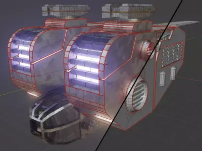 LowPoly SciFi SpaceShip Low-poly 3D model