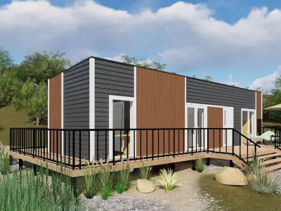 3D model of a modular house with 2 bedrooms 3D model