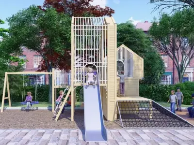 Children wooden playhouse playground 3D model