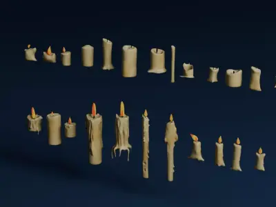 Candle Assets Low-poly 3D model