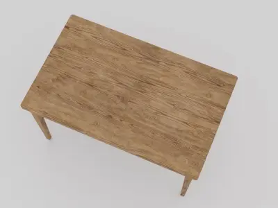 LowPoly Dining Wood Table 4K GameReady Asset Low-poly 3D model