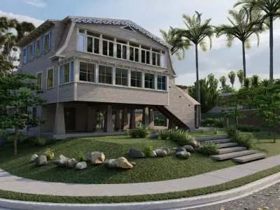 Casa Scene-villa-modern house 3D model 34
