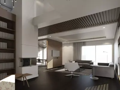 Contemporary Interior Design rendered with Revit 3D model