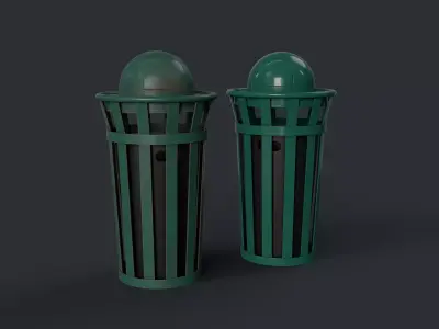 Street Trash Can 8 PBR Game Ready Low-poly 3D model