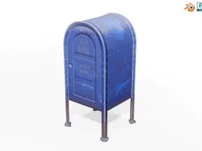 Old Rusty Mailbox with graffiti  Low-poly 3D model