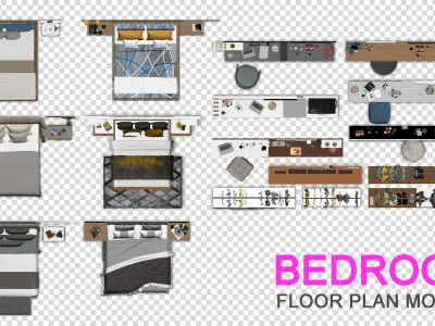 FLOOR PLAN 2d furniture top view PSD 3D model render realistic  3D model