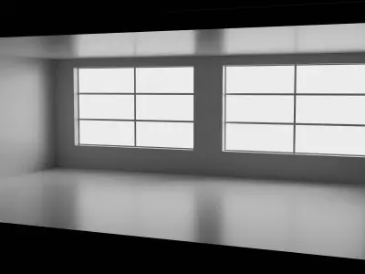 Empty office room with two windows Low-poly 3D model