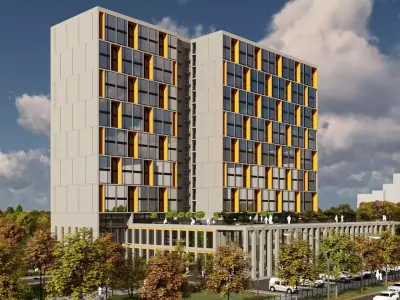 3D model of hotel and restaurant complex with interior 3D model