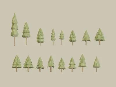 Low Poly Nature Trees  Low-poly 3D model