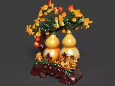 Chinese Gourd Decoration  Low-poly 3D model
