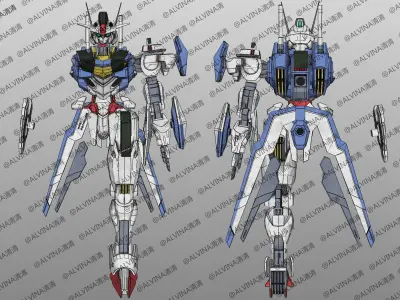 GUNDAM AERIAL Armor - DIY Cosplay Pepakura Foam Template Low-poly 3D model