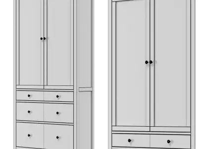 IKEA - HEMNES Cabinet with glass door and 3 drawers 3D model
