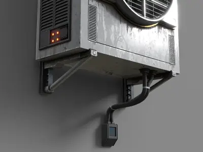 Sci-Fi Cyberpunk Air Conditioners 3 Pack Low-poly 3D model