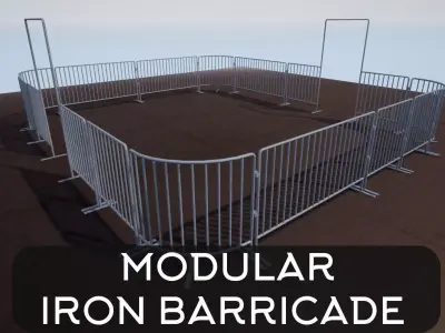 Modular Iron Barricade Low-poly 3D model