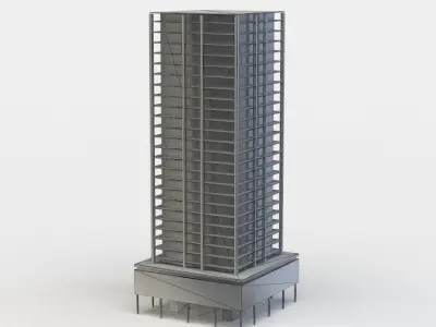 Apartment building Low-poly 3D model 2