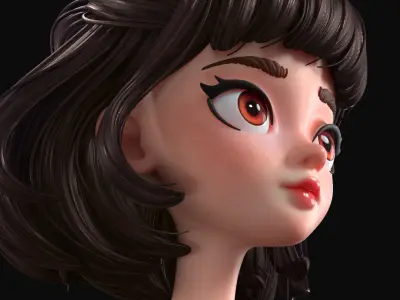  Cartoon Brunette Woman 