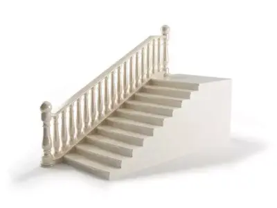 White Railing With Stairs 3D model