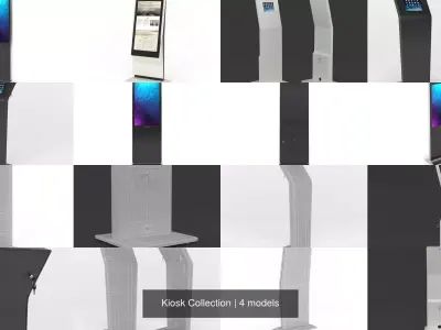 Kiosk Collection lcd digital signage display 3D Model Pack
