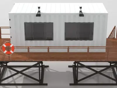 Container Beach Lifeguard Stand Low-poly 3D model