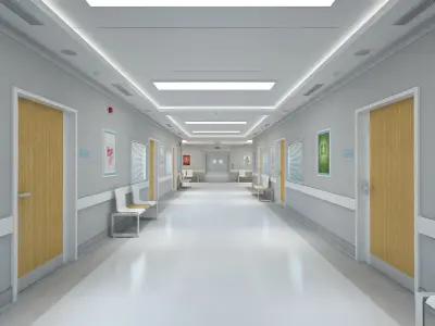 Hospital Corridor and Furniture 3D model