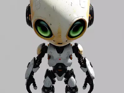 3D Cyborg Alien Character PBR Texture Description Low-poly 3D model