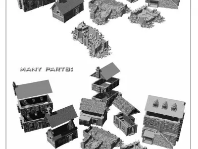 Middle age buildings SET -STL Files- 3D print model