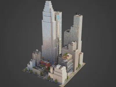 Realistic City District H30-A8 MAYA Low-poly 3D model