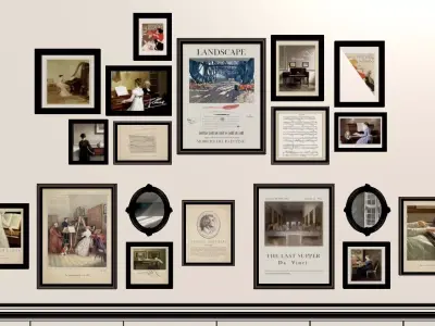 3D model of picture frames on the wall 3D model