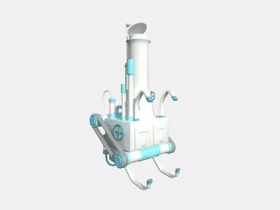 Steampunk Backpack 12 White Cartoon - Character Design Fashion Low-poly 3D model