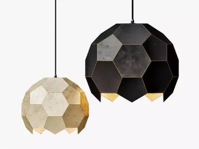 Polyhedron Pendant Antique Gold And Black 3D model