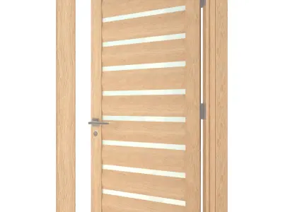 Door-083 wooden door with glass panels 3D model